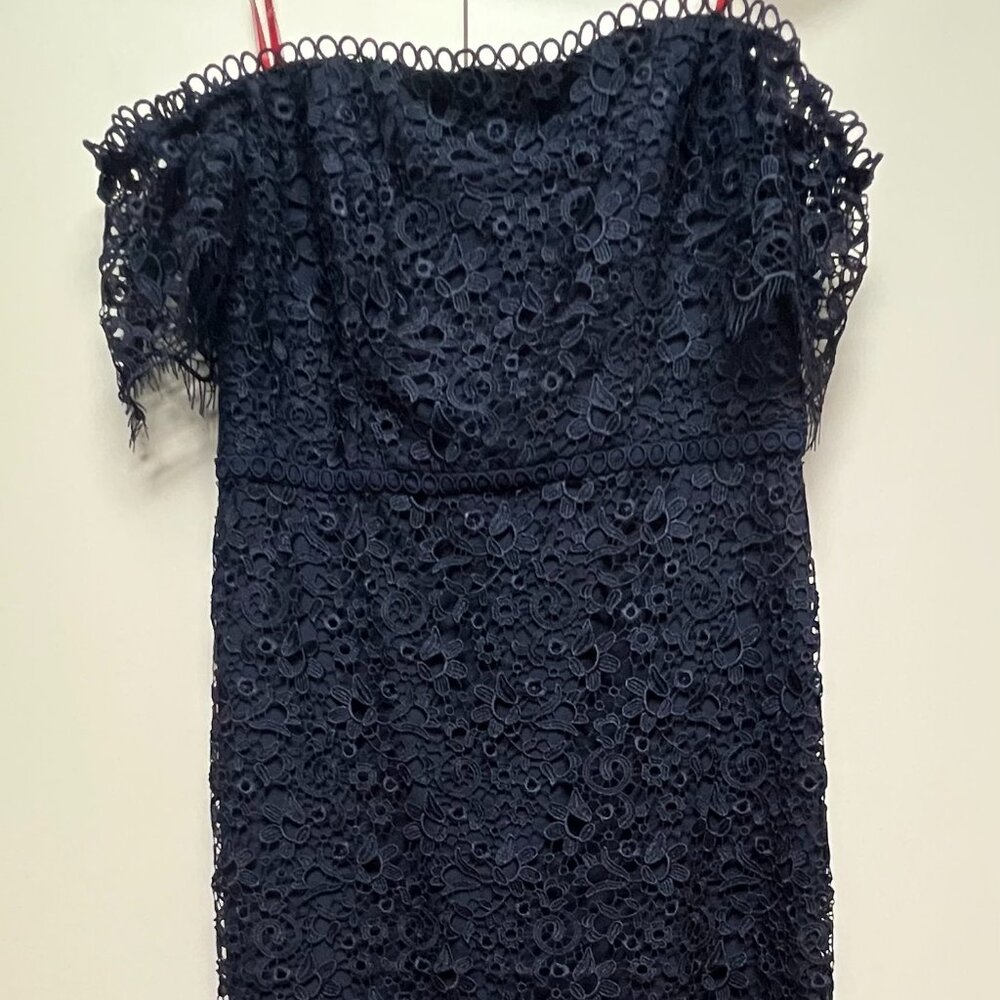 ML Monique Lhuillier Off-The-Shoulder Lace Dress